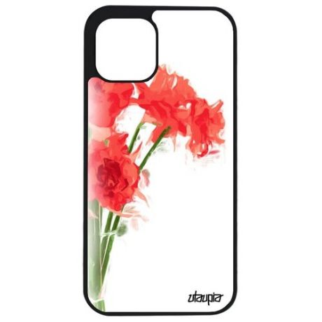 Стильный чехол на // Apple iPhone 12 // "Цветы" Запах Флора, Utaupia, белый