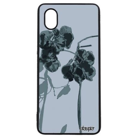 Противоударный чехол на смартфон // Galaxy A01 // "Цветы" Экзотичный Стиль, Utaupia, серый