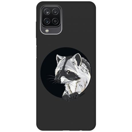 Ультратонкий защитный чехол-накладка Soft Touch для Samsung Galaxy A12 с 3D принтом "Raccon in a Hollow" черный