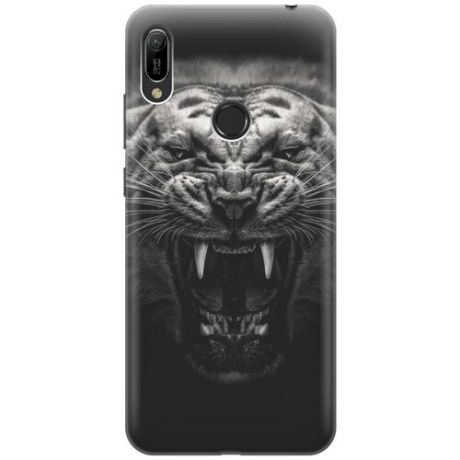 Ультратонкий силиконовый чехол-накладка для Huawei Y6 (2019) / Honor 8A с принтом "Оскал тигра"