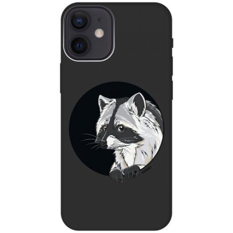 Ультратонкий защитный чехол-накладка Soft Touch для Apple iPhone 12 Mini с 3D принтом "Raccon in a Hollow" черный