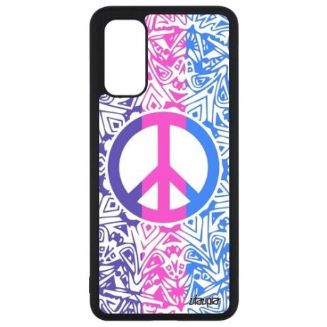 Защитный чехол на смартфон // Galaxy S20 // "Peace and Love" Мир и Любовь Стрит-арт, Utaupia, цветной