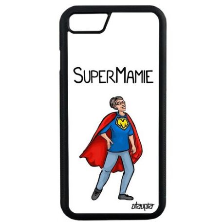 Противоударный чехол для смартфона // Apple iPhone SE 2020 // "Супербабуля" Комичный Герой, Utaupia, серый