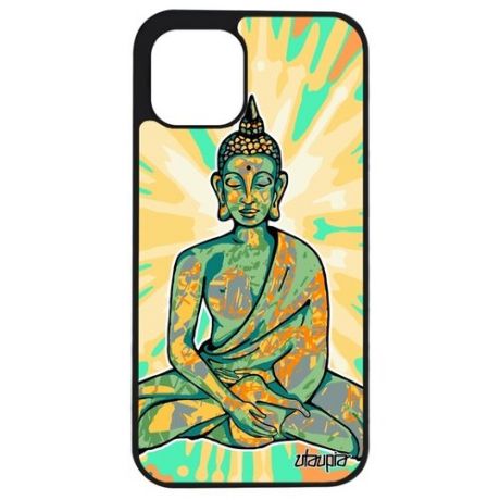 Стильный чехол на смартфон // iPhone 12 Mini // "Будда" Buddha Портрет, Utaupia, серый