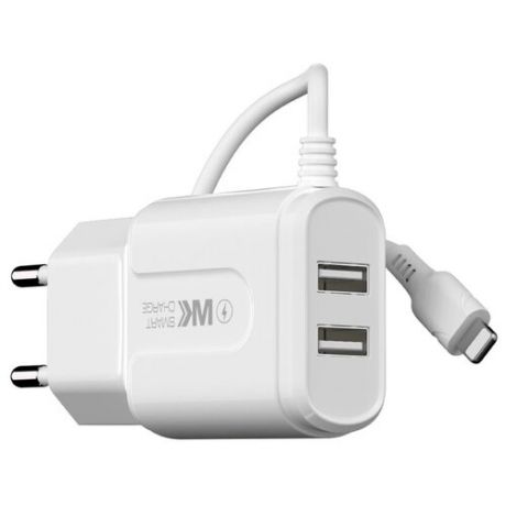 Зарядное устройство для телефона 2USB 2.4A+кабель USB-iP WK Michon WP-U71i 1m White
