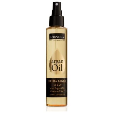 Масло-спрей ARGAN OIL для блеска волос LORVENN HAIR PROFESSIONALS ультра-легкое 125 мл