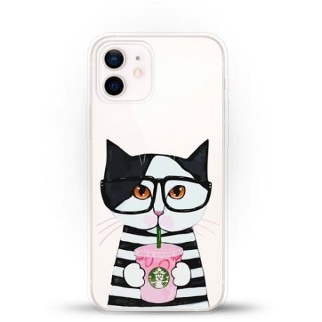 Силиконовый чехол Кот в очках на Apple iPhone 12 mini