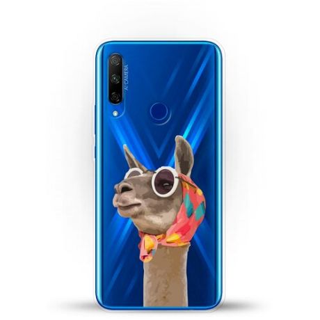 Силиконовый чехол Лама в очках на Honor 9X Premium