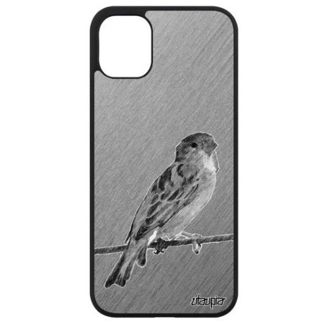 Красивый чехол для // iPhone 11 // "Воробей" Птичка Дизайн, Utaupia, розовый