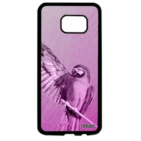 Необычный чехол на смартфон // Samsung Galaxy S7 Edge // "Попугай" Стиль Птица, Utaupia, оранжевый