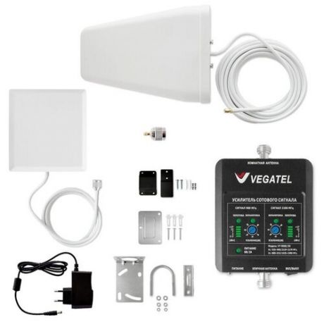 Комплект Усиления сотового сигнала (Репитер) 3G GSM 900Мгц 3G 2100МГц VEGATEL VT-900E/3G-kit (дом, LED)