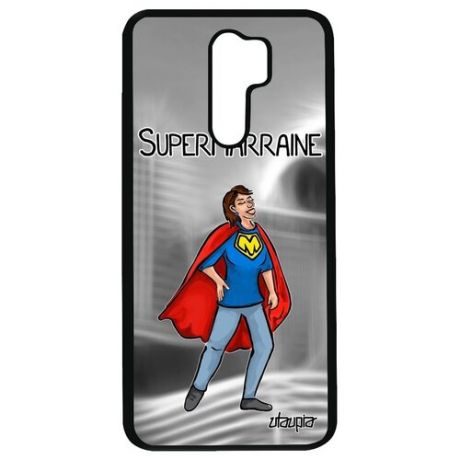 Качественный чехол на мобильный // Xiaomi Redmi 9 // "Суперкрестная" Смешной Супергерой, Utaupia, синий