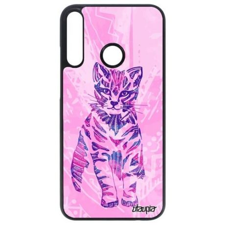 Качественный чехол для телефона // Huawei P40 Lite E // "Кот" Тигристый Дизайн, Utaupia, розовый
