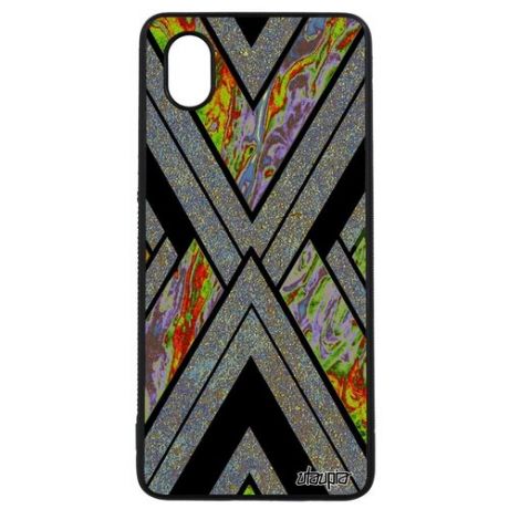 Противоударный чехол на смартфон // Galaxy A01 // "Икс-орнамент" Дизайн Типи, Utaupia, серый
