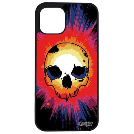 Противоударный чехол на смартфон // Apple iPhone 12 // "Череп" Скелет Дизайн, Utaupia, оранжевый