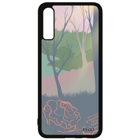 Противоударный чехол на смартфон // Galaxy A70 // "Лесные розы" Свет Природа, Utaupia, цветной