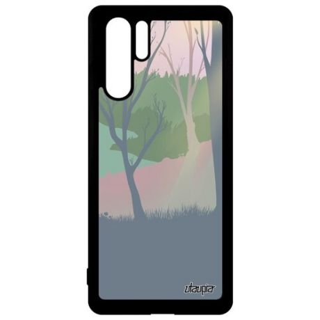 Красивый чехол для смартфона // Huawei P30 Pro // "Лесные розы" Лес Свет, Utaupia, цветной