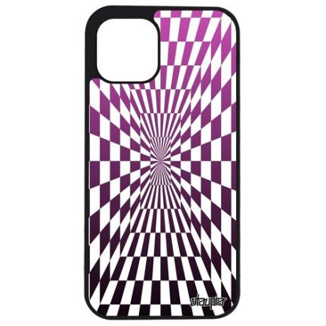 Ударопрочный чехол для смартфона // Apple iPhone 12 // "Иллюзия шахмат" Двухцветный Стиль, Utaupia, розовый