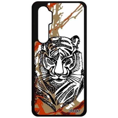Красивый чехол для смартфона // Xiaomi Mi Note 10 Lite // "Тигр" Охота Tiger, Utaupia, розовый