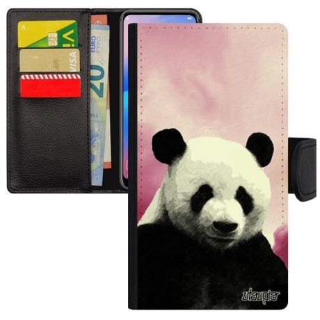Противоударный чехол-книжка на мобильный // iPhone SE 2020 // "Большая панда" Panda Бамбук, Utaupia, серый