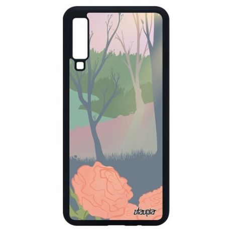 Защитный чехол для мобильного // Samsung Galaxy A7 2018 // "Лесные розы" Пейзаж Озеро, Utaupia, цветной
