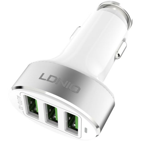 Автомобильное ЗУ LDNIO C501/ Авто ЗУ + Кабель Type- C/ 3 USB Auto- ID/ Выход: 5.1A, 25.5W/белый