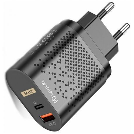 Сетевое зарядное устройство для телефона (ЗУ) / Быстрая зарядка QC 3.0 USB Type-C / USB-C Power Adapter 20W для мобильных устройств и док-станции