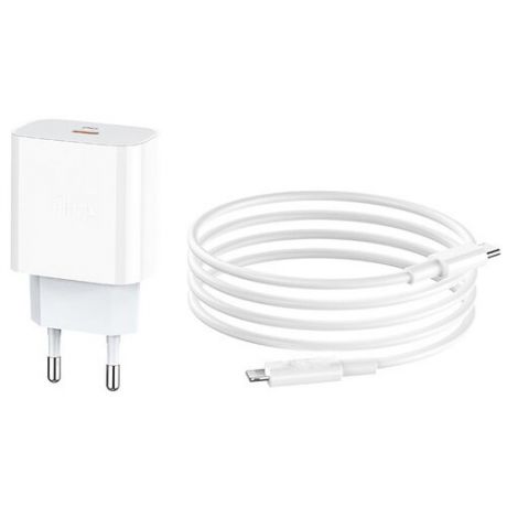 Сетевое зарядное устройство HOCO C76А Type- C 20W Speed charger PD белый + кабель (для iPhone 11-12 серий)