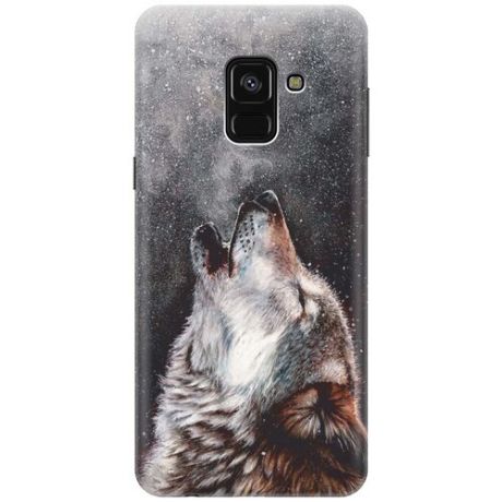GOSSO Ультратонкий силиконовый чехол-накладка для Samsung Galaxy A8+ (2018) с принтом "Морозный волк"