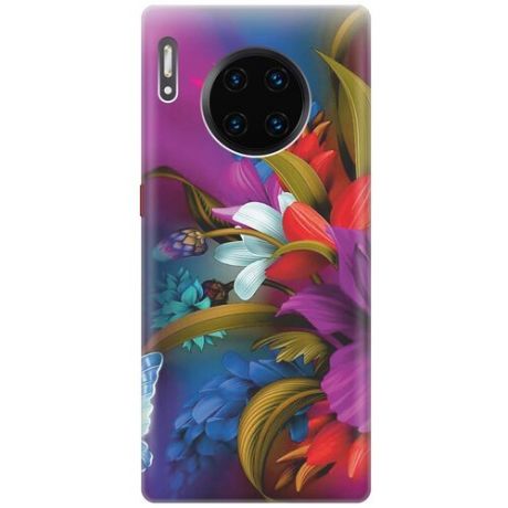 GOSSO Ультратонкий силиконовый чехол-накладка для Huawei Mate 30 Pro с принтом "Фантастические цветы"
