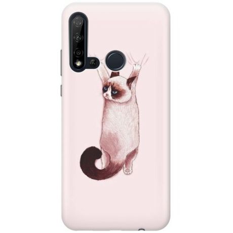 GOSSO Ультратонкий силиконовый чехол-накладка для Huawei Nova 5i / P20 Lite (2019) с принтом "Недовольный кот"