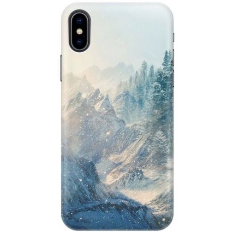 GOSSO Ультратонкий силиконовый чехол-накладка для Apple iPhone XS / X с принтом "Снежные горы и лес"