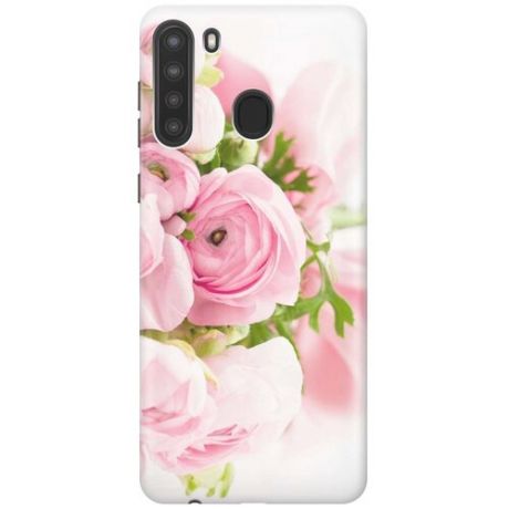 GOSSO Ультратонкий силиконовый чехол-накладка для Samsung Galaxy A21 с принтом "Розовые розы"