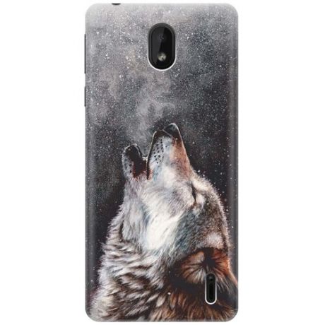 GOSSO Ультратонкий силиконовый чехол-накладка для Nokia 1 Plus с принтом "Морозный волк"