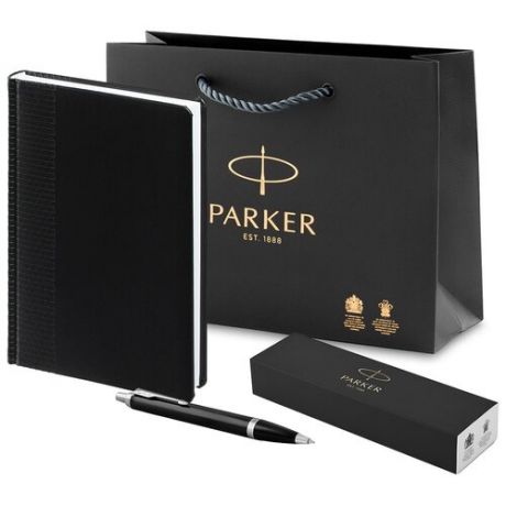 Набор подарочный ежедневник и шариковая ручка Parker IM Metal Black CT