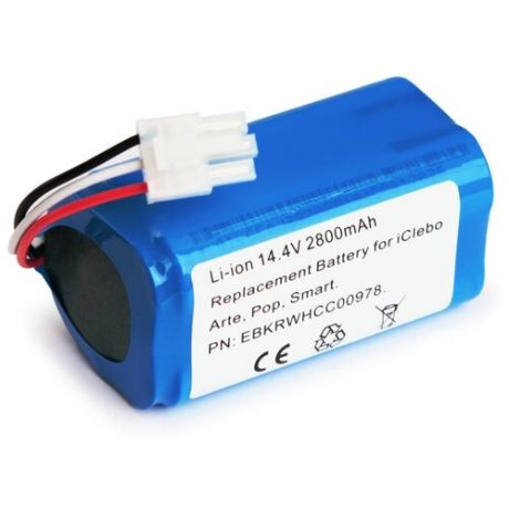 Аккумулятор для робота-пылесоса iClebo Arte, Pop, Smart. 14.4V 2800mAh (Li-ion) PN: EBKRWHCC00978.