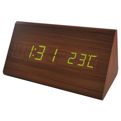 Часы с термометром Perfeo PYRAMID (PF-S710T), коричневый/красный