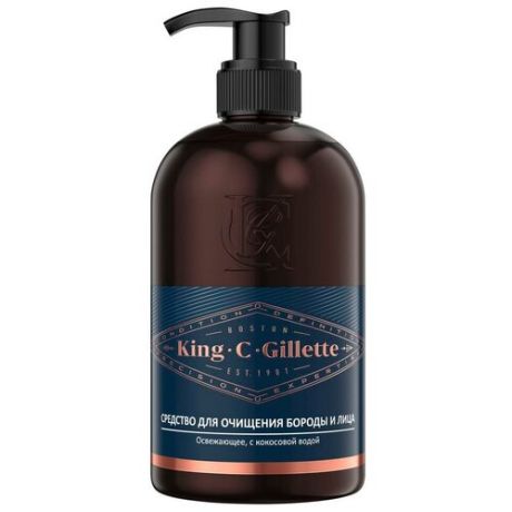 King C. Gillette Средство для очищения бороды и лица с кокосовой водой, 350 мл