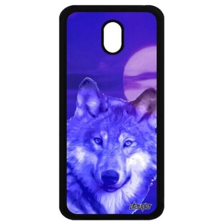Яркий чехол для смартфона // Samsung Galaxy J3 2017 // "Дикий волк" Хаски Злой, Utaupia, фиолетовый