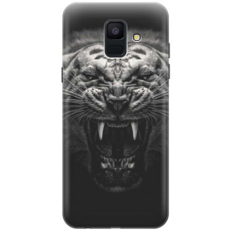 GOSSO Ультратонкий силиконовый чехол-накладка для Samsung Galaxy A6 (2018) с принтом "Оскал тигра"