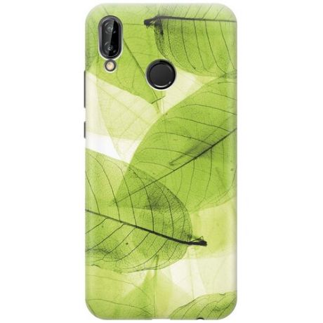 GOSSO Ультратонкий силиконовый чехол-накладка для Huawei P20 Lite с принтом "Зеленые листья"