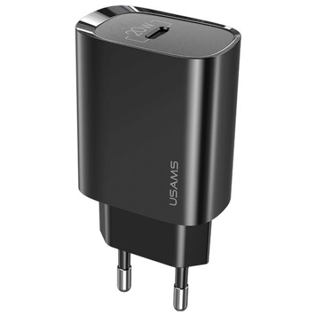 Сетевое зарядное устройство Usams CC131 с функцией Fast Charger PD 3.0, 20W, адаптер для iPhone 12, скоростной порт Type C . Цвет - чёрный