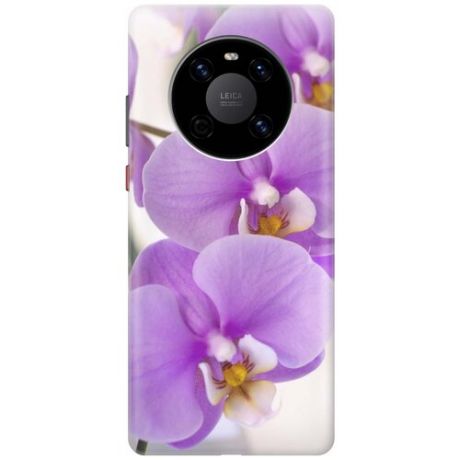 Ультратонкий силиконовый чехол-накладка для Huawei Mate 40 с принтом "Сиреневые орхидеи"