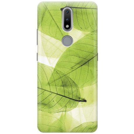 Ультратонкий силиконовый чехол-накладка для Nokia 2.4 с принтом "Зеленые листья"