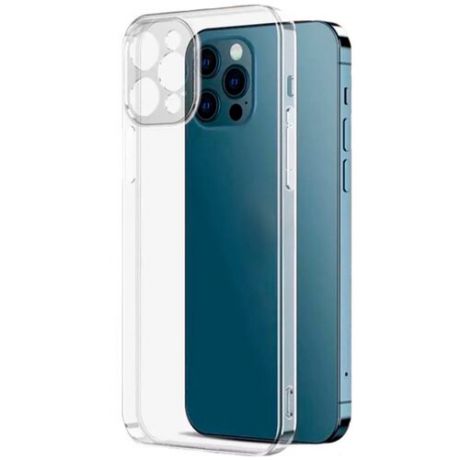 Прозрачный силиконовый чехол для телефона Apple iPhone 12 Pro Max / Ультратонкий защитный чехол для смартфона Эпл Айфон 12 Про Макс с дополнительной защитой камеры / Премиум силикон с протекцией от прилипания / Premium качество