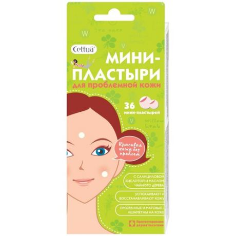 Cettua Мини-пластыри для проблемной кожи с салициловой кислотой и маслом чайного дерева, 14.4 г, 36 шт.