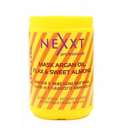 Nexprof Classic care Маска с маслом арганы, льна и сладкого миндаля для волос и кожи головы, 1000 мл