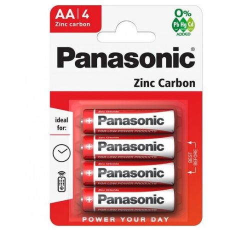 Батарейка Panasonic Zinc Carbon AA/R6, 4 шт.