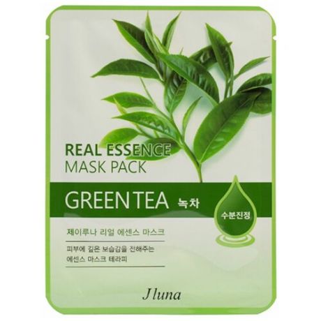Juno тканевая маска Real Essence Mask Pack с зеленым чаем, 25 мл