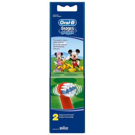 Насадка Oral-B Stages Kids Mickey для электрической щетки, красный, 2 шт.